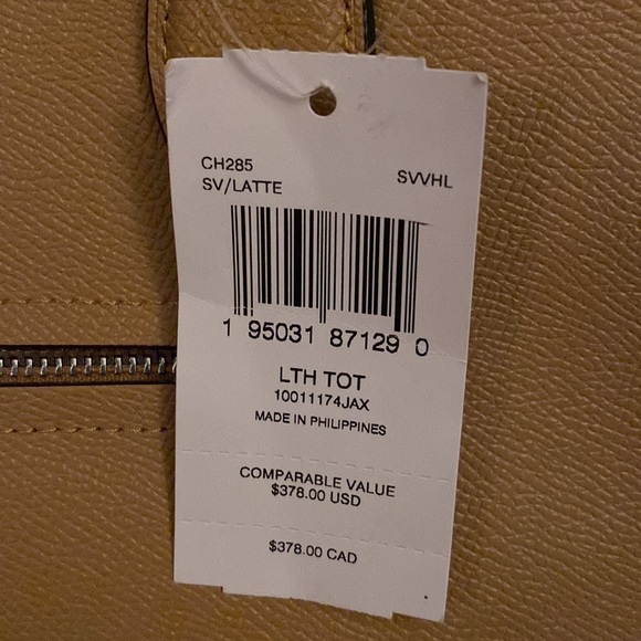 Coach Leather Tote Brand New/w Tags 15” Top Zipper Leather Bag in Latte Color - Picture 15 of 16